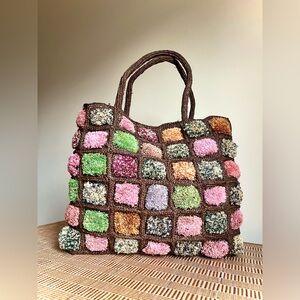 Raffia Crochet Tote Bag